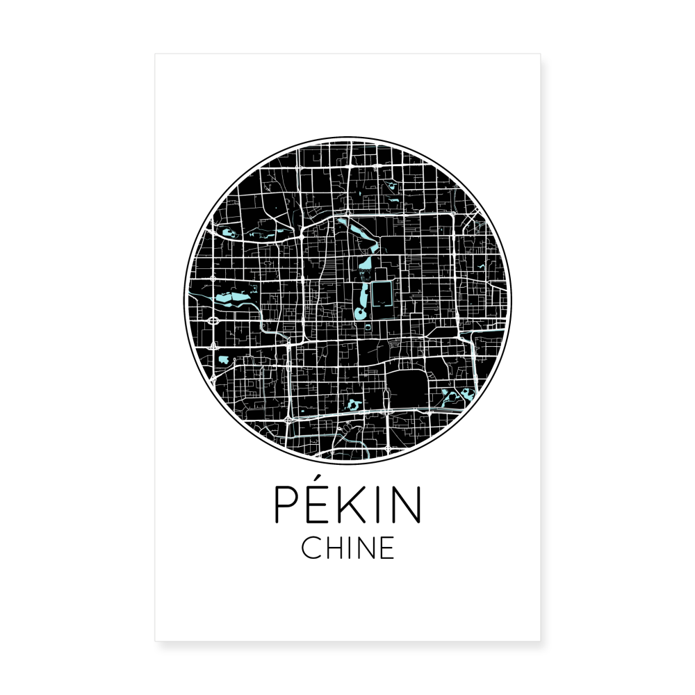 Poster Pékin - Plan Pékin - 20 x 30 cm - blanc