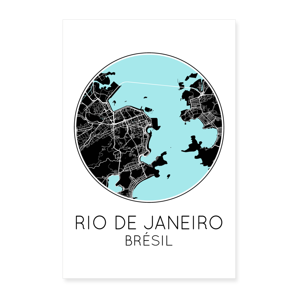 Poster Rio de Janeiro - Plan Rio de Janeiro - 40 x 60 cm - blanc