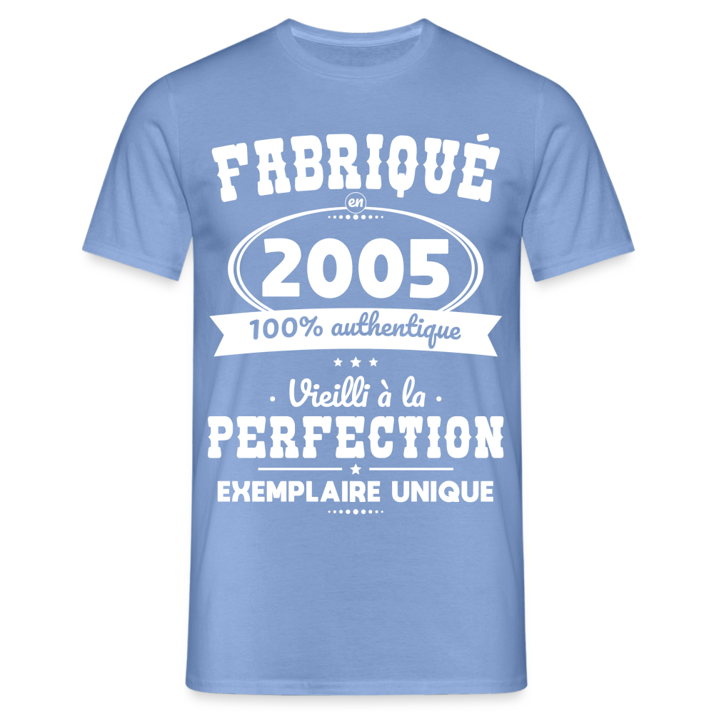 T-shirt Homme - Anniversaire 20 Ans - Fabriqué en 2005 - carolina blue