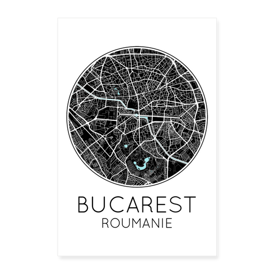 Poster Bucarest - Plan Bucarest - 60 x 90 cm - blanc