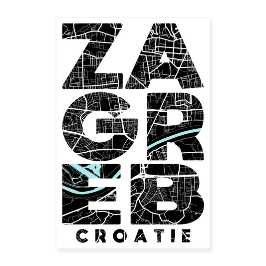 Poster Zagreb - Plan Zagreb - 40 x 60 cm - blanc