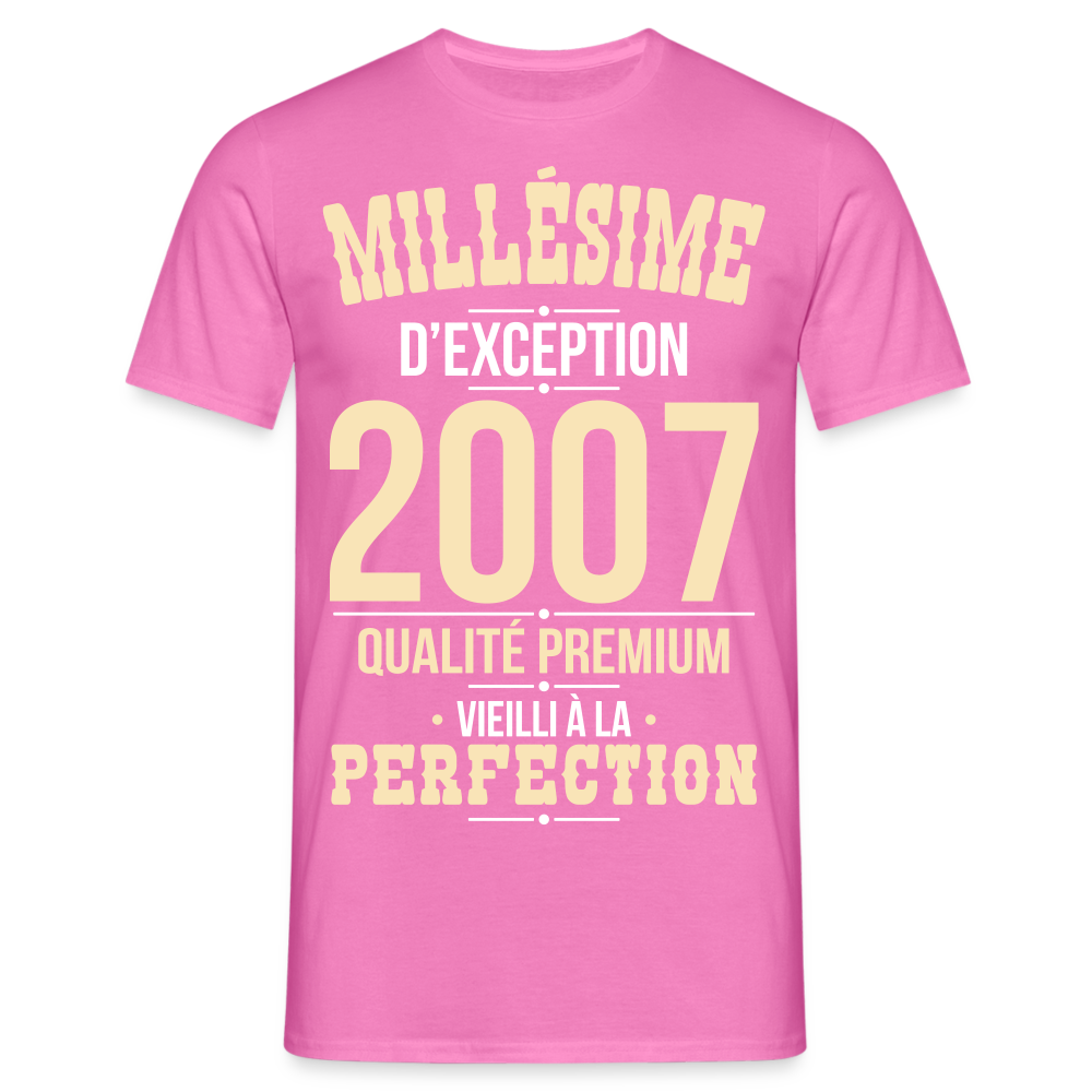 T-shirt Homme - Anniversaire 18 Ans - Millésime 2007 - rose