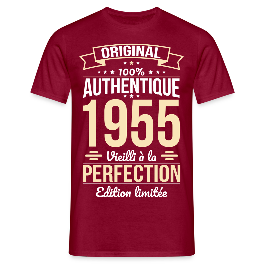 T-shirt Homme - Anniversaire 70 Ans - Original 1955 - rouge brique