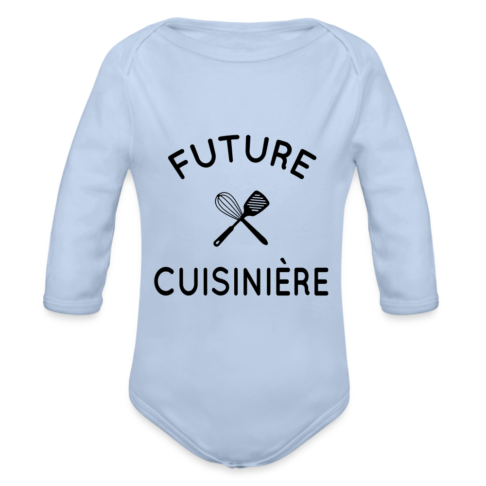 Body Bébé bio manches longues - Future cuisinière - ciel