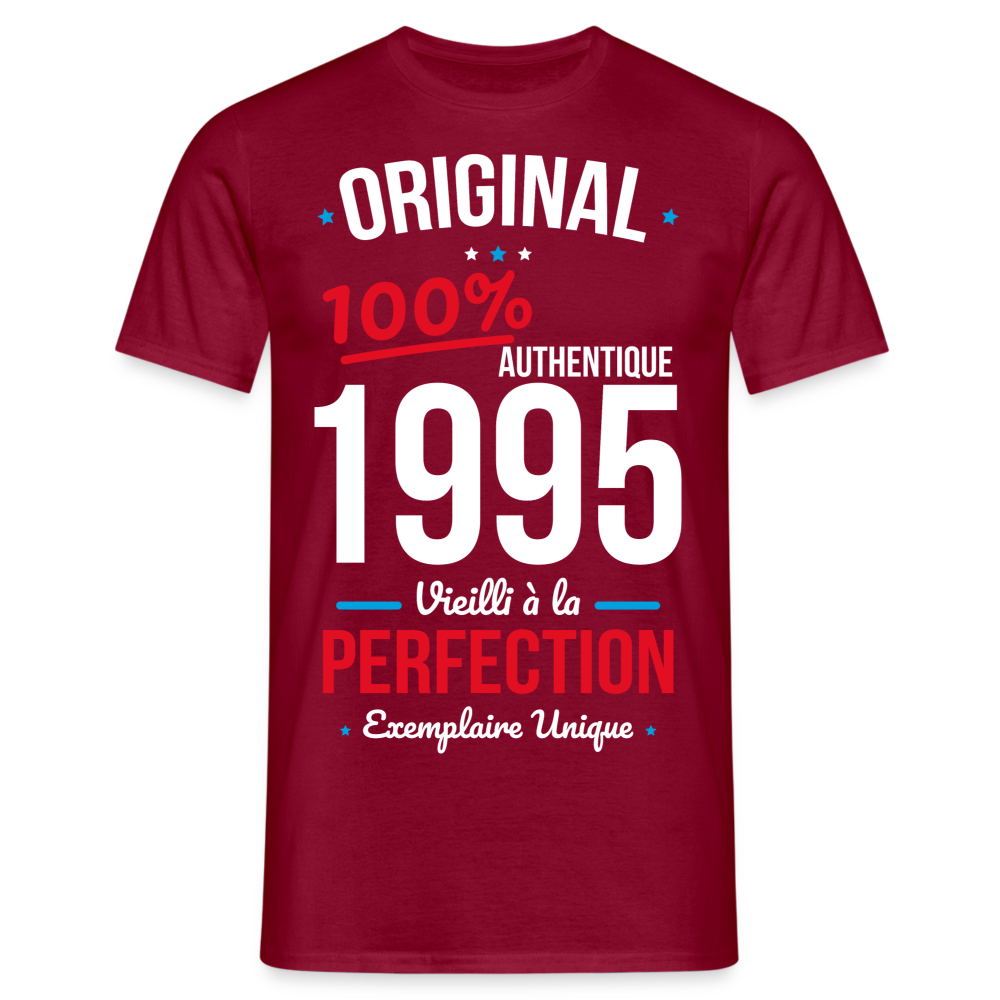 T-shirt Homme - Anniversaire 30 Ans - Original 1995 - rouge brique