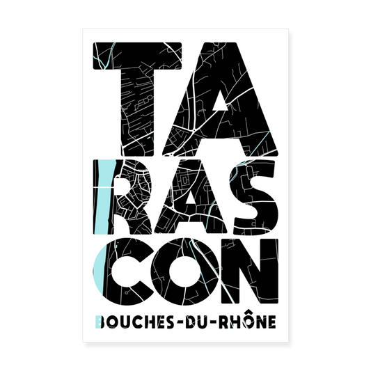 Poster Tarascon - Plan Tarascon - 20 x 30 cm - blanc