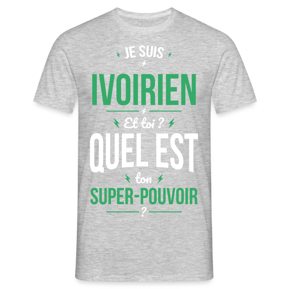 T-shirt Homme - Je suis Ivoirien - Super-pouvoir - gris chiné