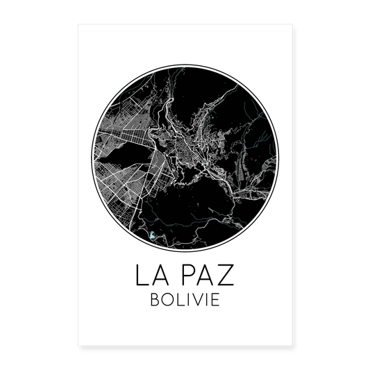 Poster La Paz - Plan La Paz - 40 x 60 cm - blanc