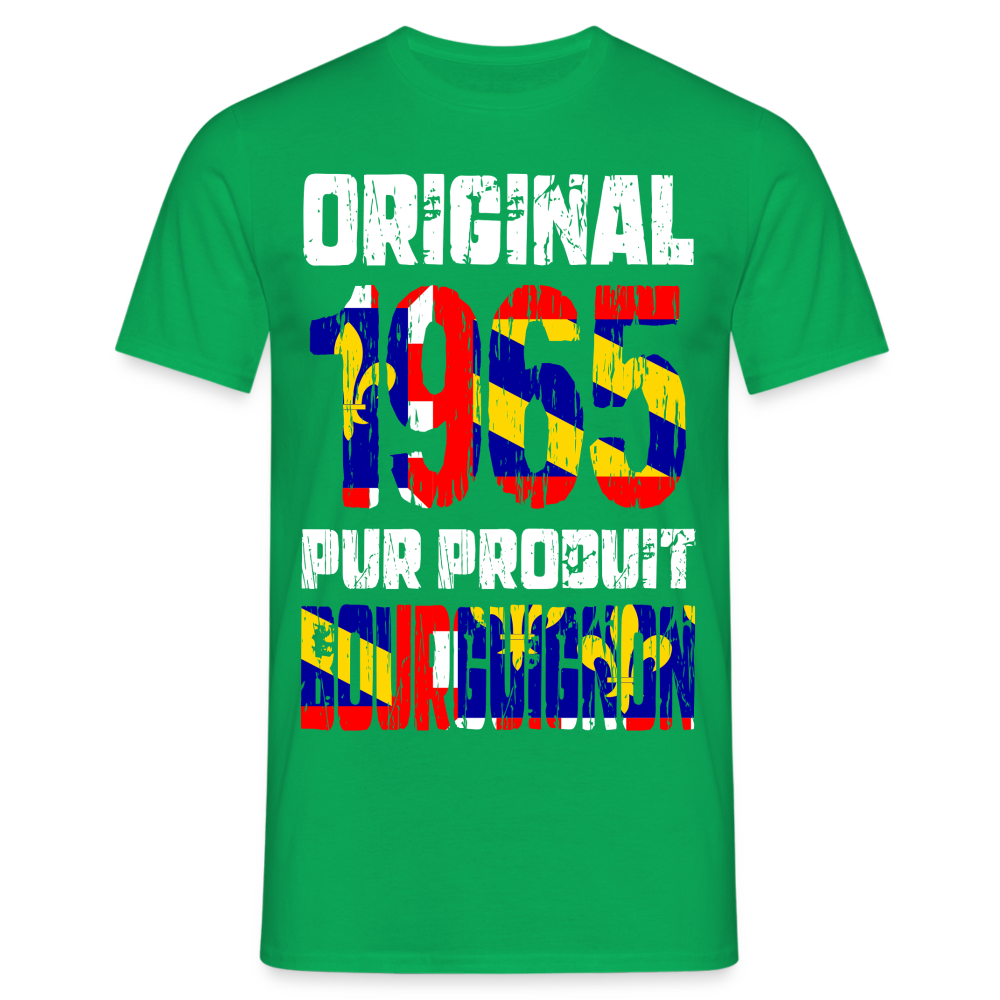 T-shirt Homme - Anniversaire 60 Ans - Original 1965 - Pur produit Bourguignon - vert