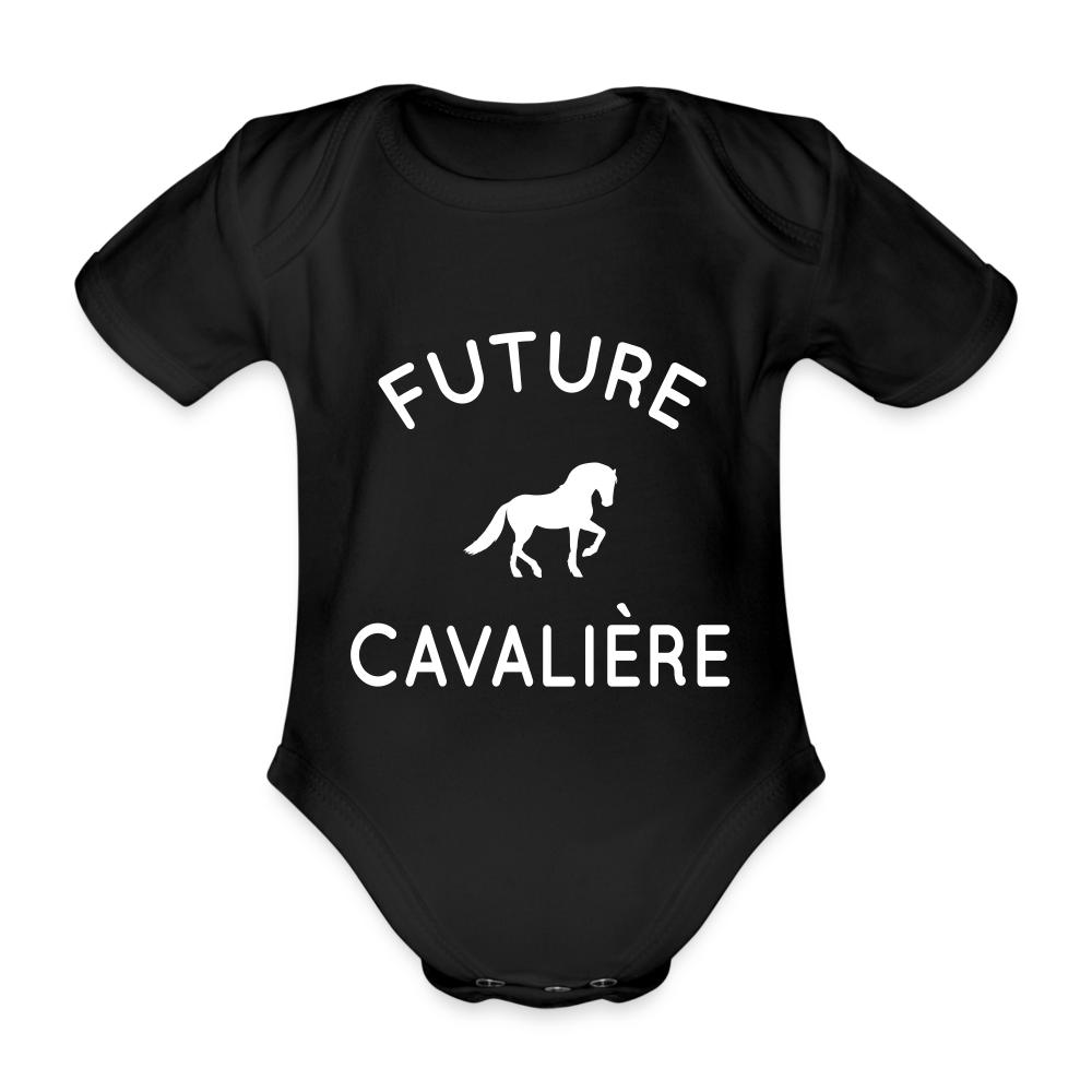 Body Bébé bio manches courtes - Future cavalière - noir