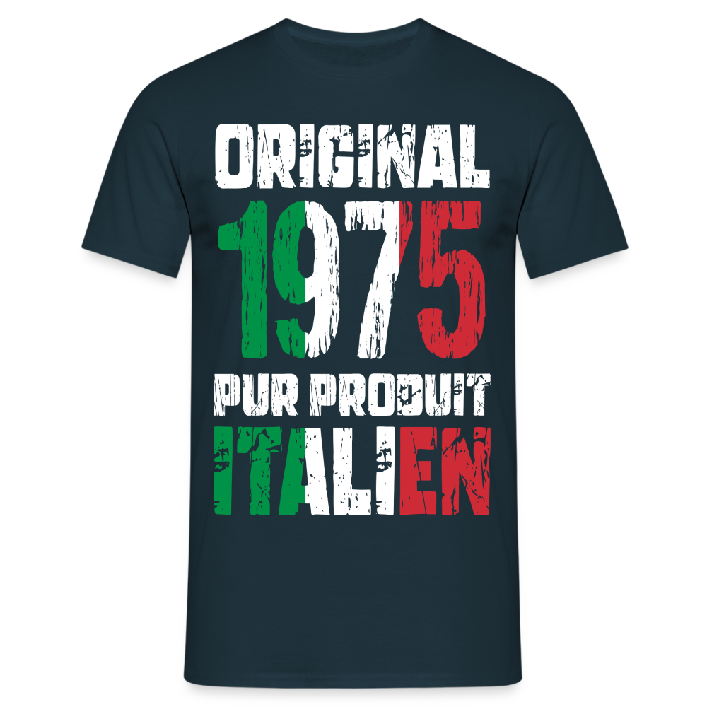 T-shirt Homme - Anniversaire 50 Ans - Original 1975 - Pur produit Italien - marine