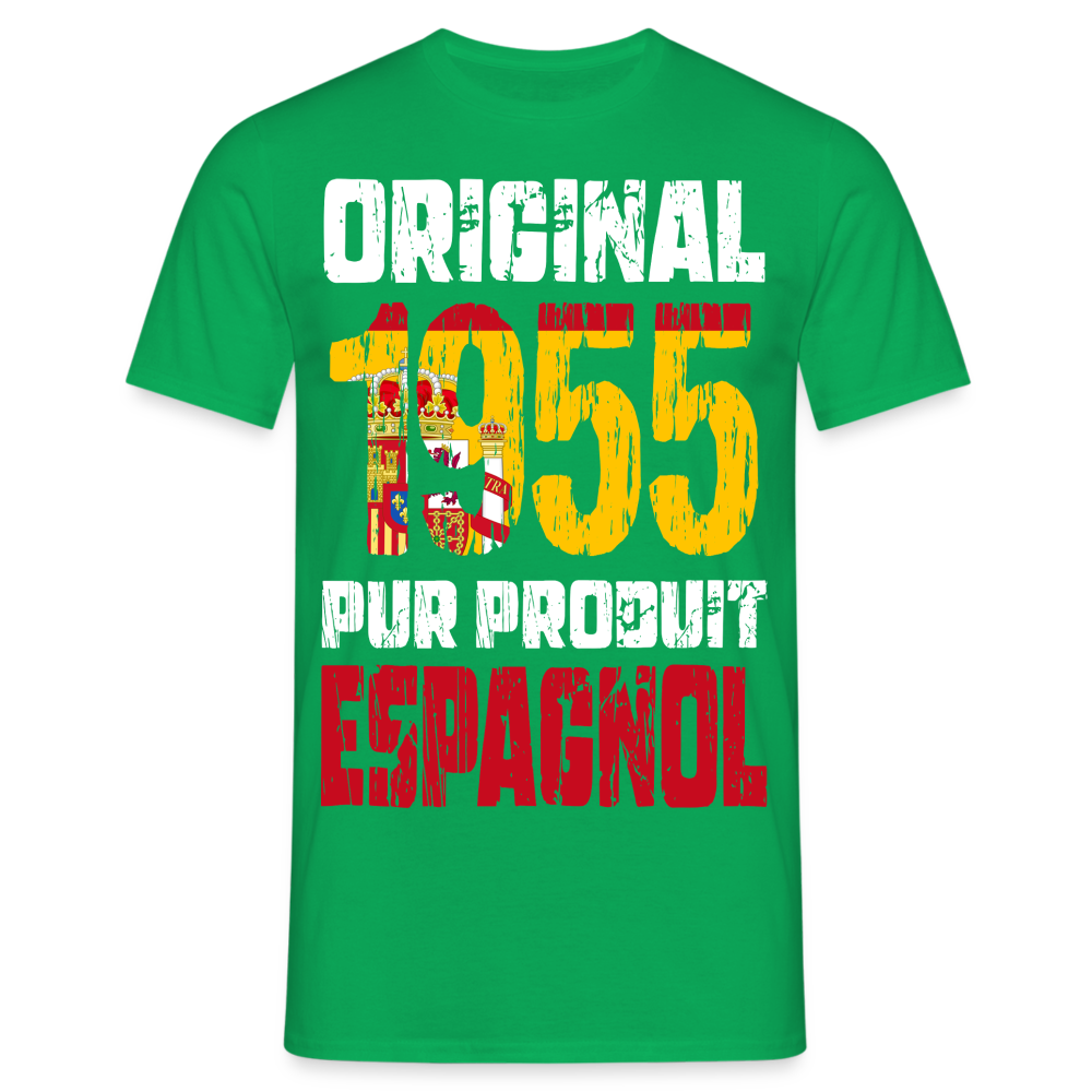 T-shirt Homme - Anniversaire 70 Ans - Original 1955 - Pur produit Espagnol - vert