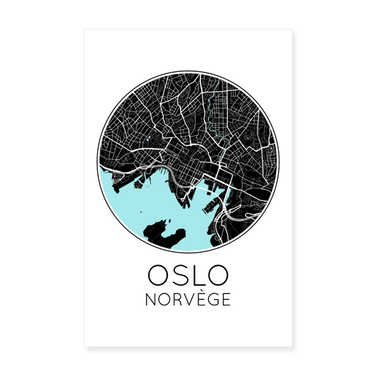 Poster Oslo - Plan Oslo - 20 x 30 cm - blanc