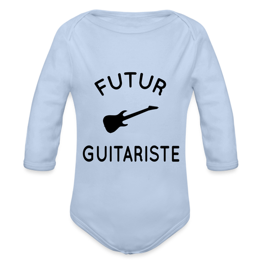 Body Bébé bio manches longues - Futur guitariste - ciel