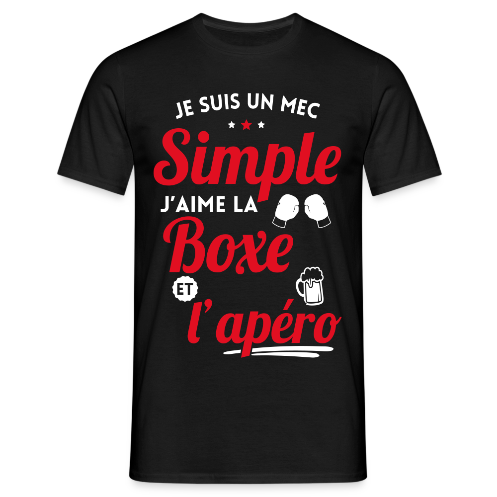 T-shirt Homme - J'aime la boxe et l'apéro - noir