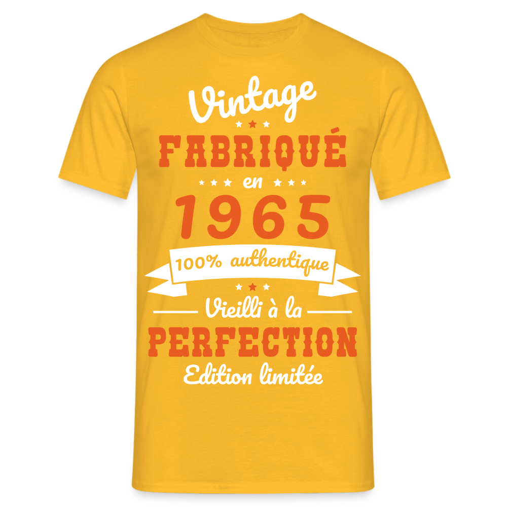 T-shirt Homme - Anniversaire 60 Ans - Vintage fabriqué en 1965 - jaune