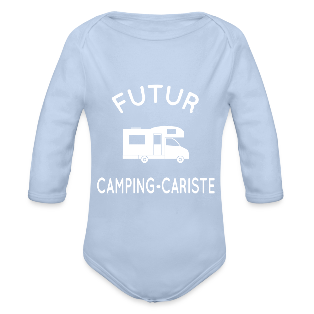 Body Bébé bio manches longues - Futur camping-cariste - ciel