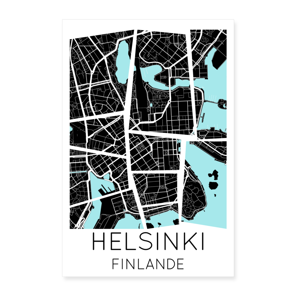 Poster Helsinki - Plan Helsinki - 40 x 60 cm - blanc