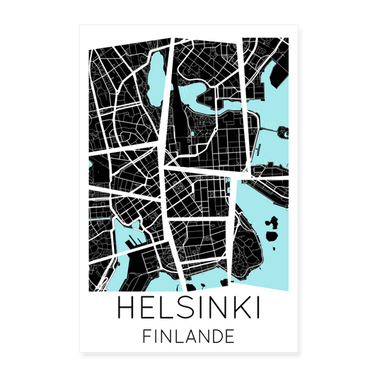 Poster Helsinki - Plan Helsinki - 40 x 60 cm - blanc