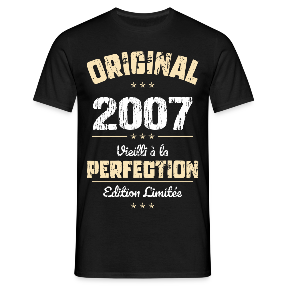 T-shirt Homme - Anniversaire 18 Ans - Original 2007 - noir