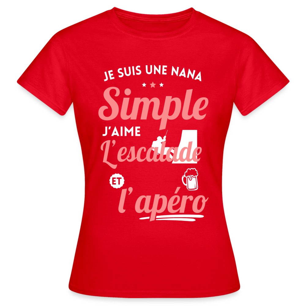 T-shirt Femme - J'aime l'escalade et l'apéro - rouge