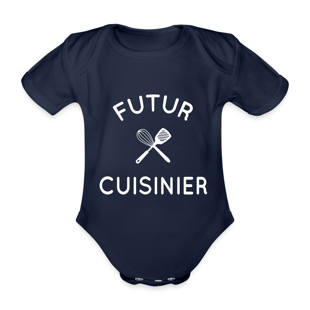 Body Bébé bio manches courtes - Futur cuisinier - marine foncé