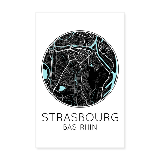 Poster Strasbourg - Plan Strasbourg - 20 x 30 cm - blanc