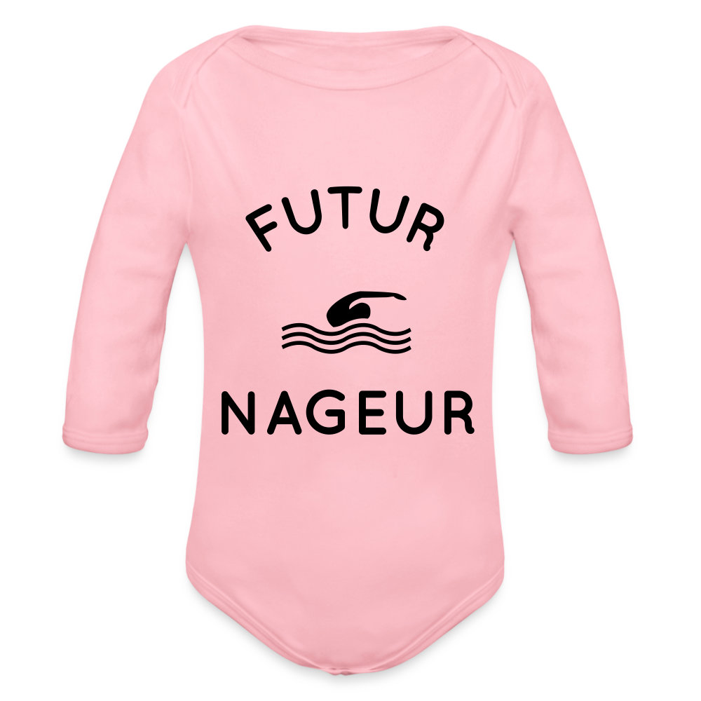 Body Bébé bio manches longues - Futur nageur - rose clair