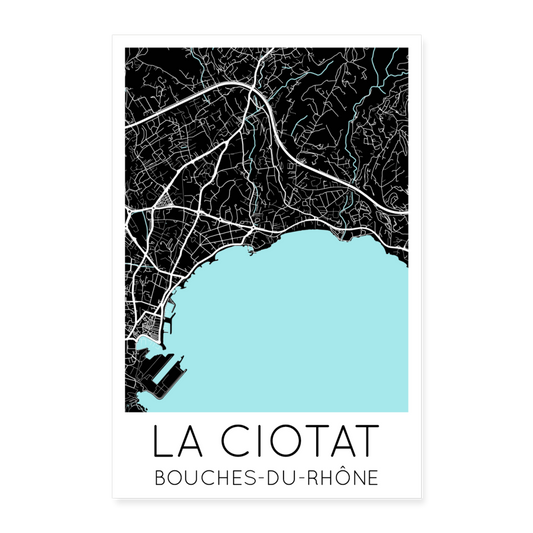 Poster La Ciotat - Plan La Ciotat - 40 x 60 cm - blanc