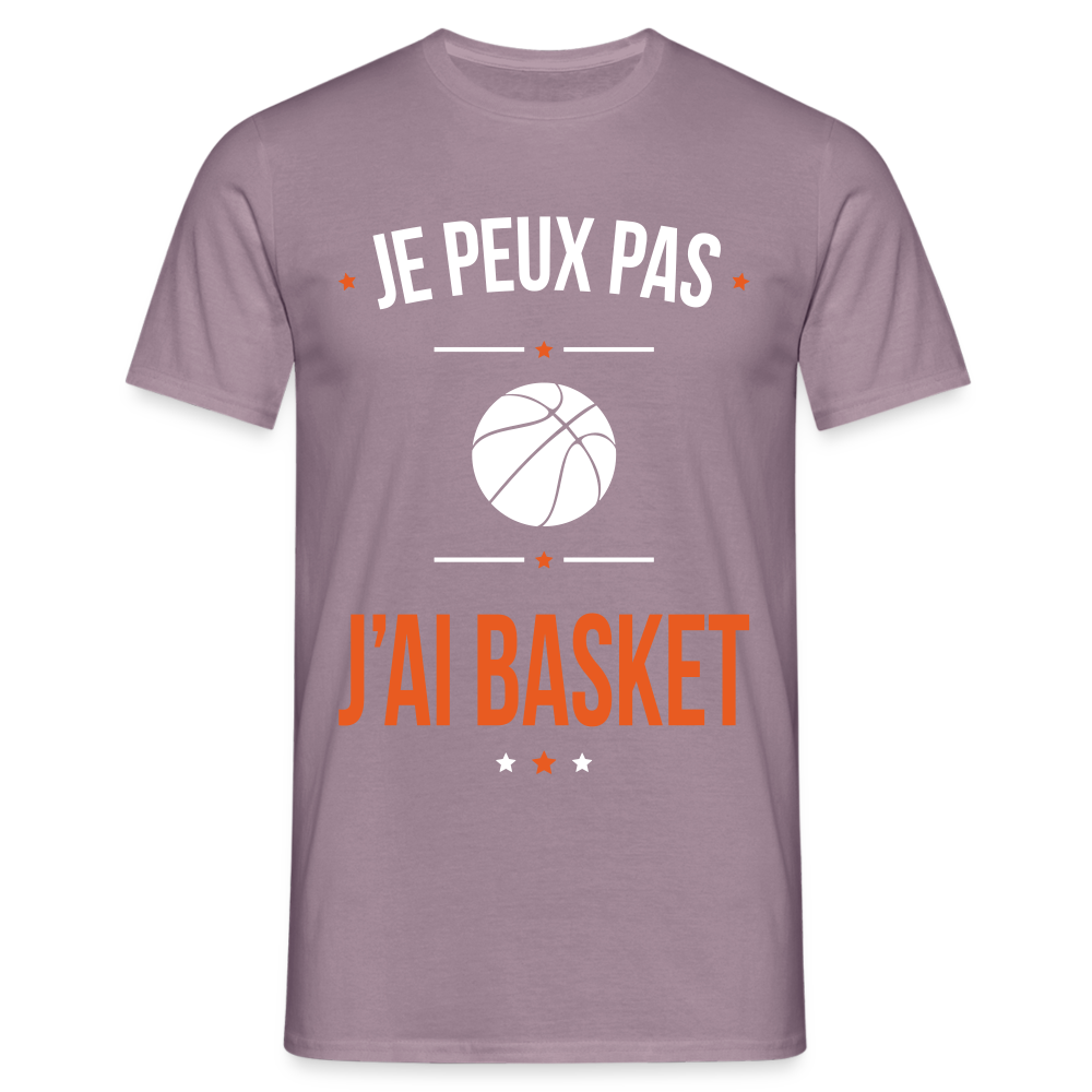 T-shirt Homme - Je peux pas j'ai Basket - mauve gris 