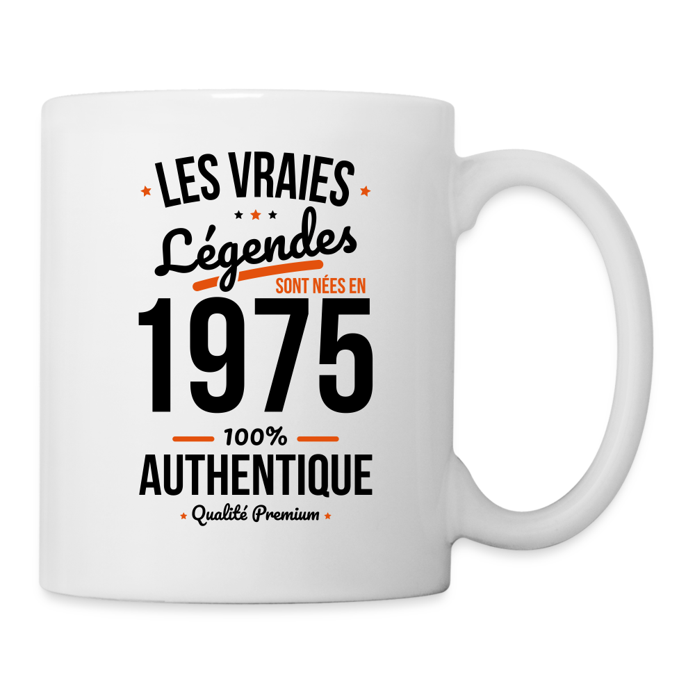 Mug blanc - Anniversaire 50 Ans - Les vraies Légendes sont nées en 1975 - blanc