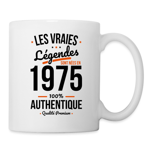 Mug blanc - Anniversaire 50 Ans - Les vraies Légendes sont nées en 1975 - blanc