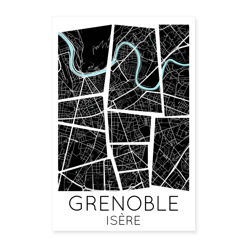 Poster Grenoble - Plan Grenoble - 60 x 90 cm - blanc