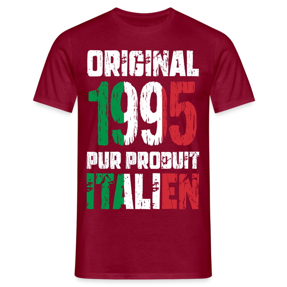 T-shirt Homme - Anniversaire 30 Ans - Original 1995 - Pur produit Italien - rouge brique