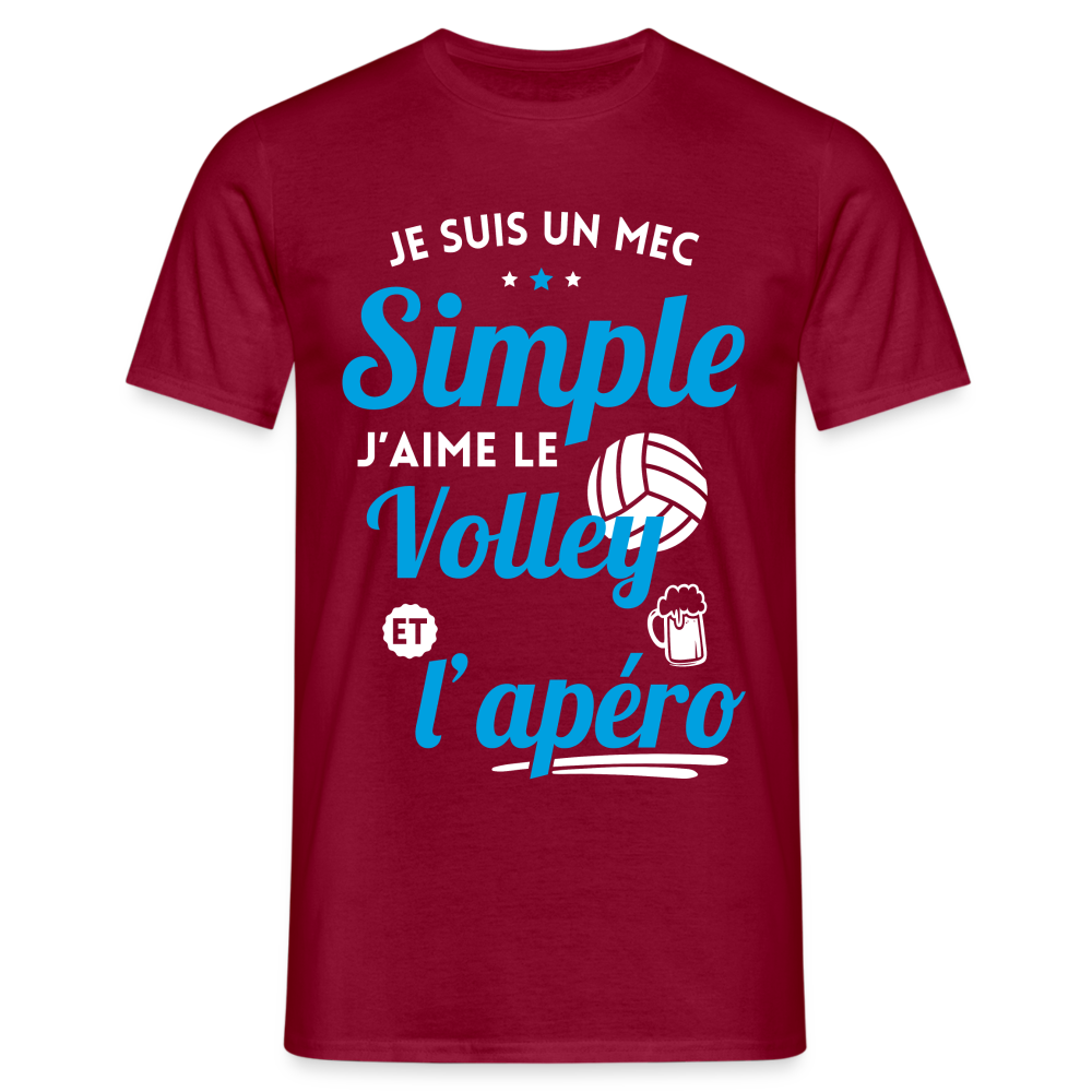 T-shirt Homme - J'aime le volley et l'apéro - rouge brique