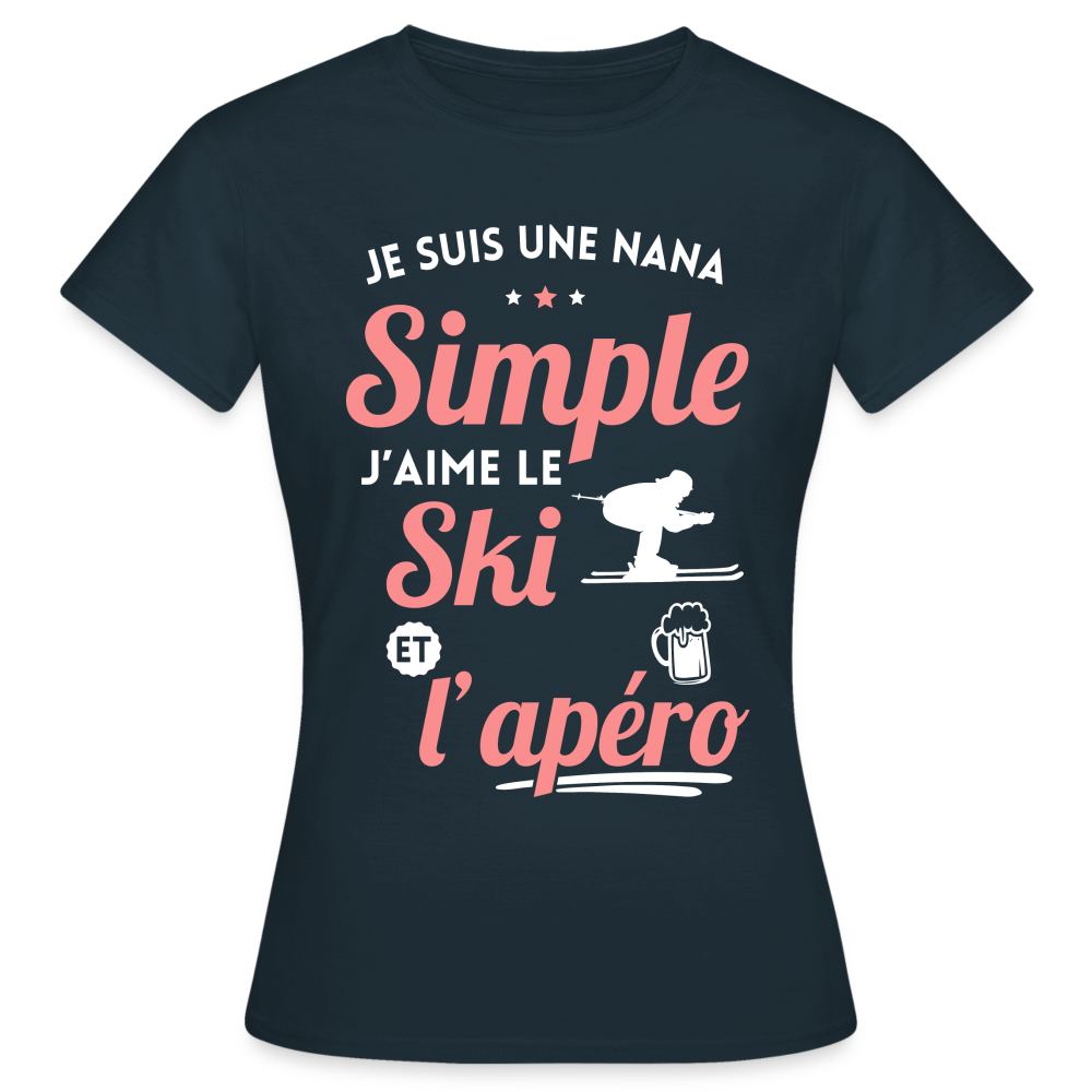 T-shirt Femme - J'aime le ski et l'apéro - marine