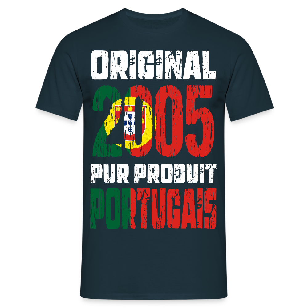 T-shirt Homme - Anniversaire 20 Ans - Original 2005 - Pur produit Portugais - marine