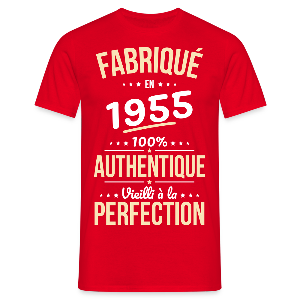 T-shirt Homme - Anniversaire 70 Ans - Fabriqué en 1955 - rouge