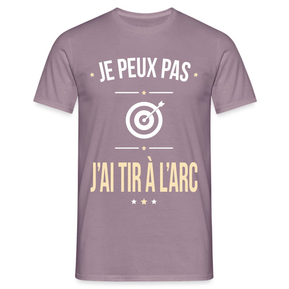 T-shirt Homme - Je peux pas j'ai tir à l'arc - mauve gris 