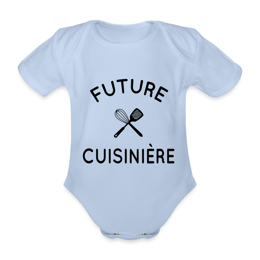 Body Bébé bio manches courtes - Future cuisinière - ciel