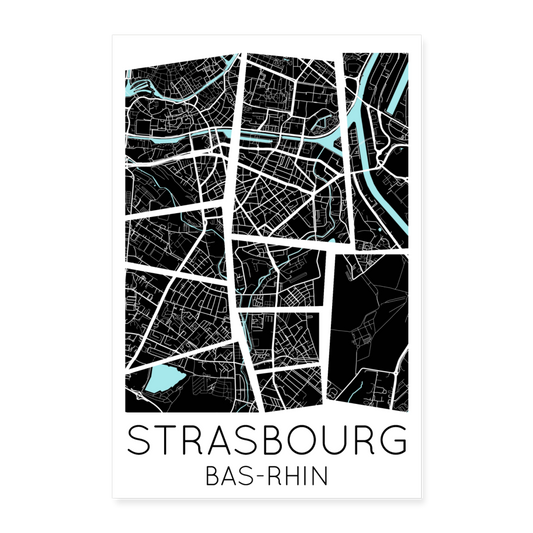 Poster Strasbourg - Plan Strasbourg - 60 x 90 cm - blanc