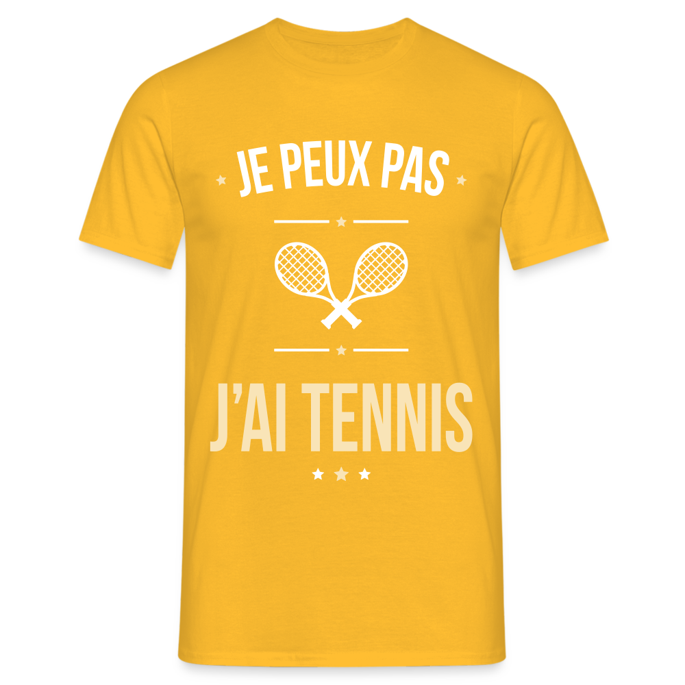 T-shirt Homme - Je peux pas j'ai Tennis - jaune