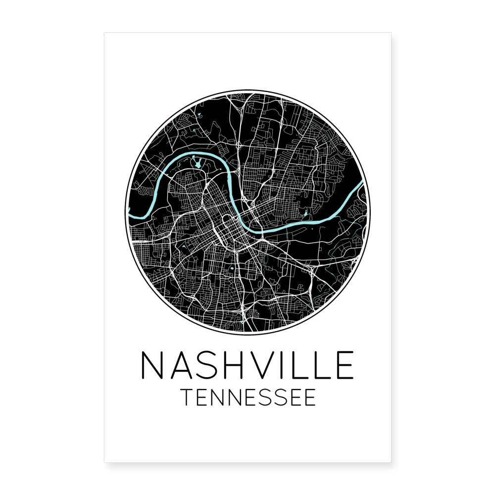 Poster Nashville - Plan Nashville - 40 x 60 cm - blanc