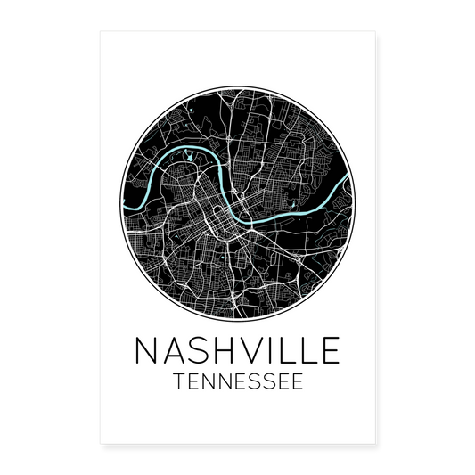 Poster Nashville - Plan Nashville - 40 x 60 cm - blanc