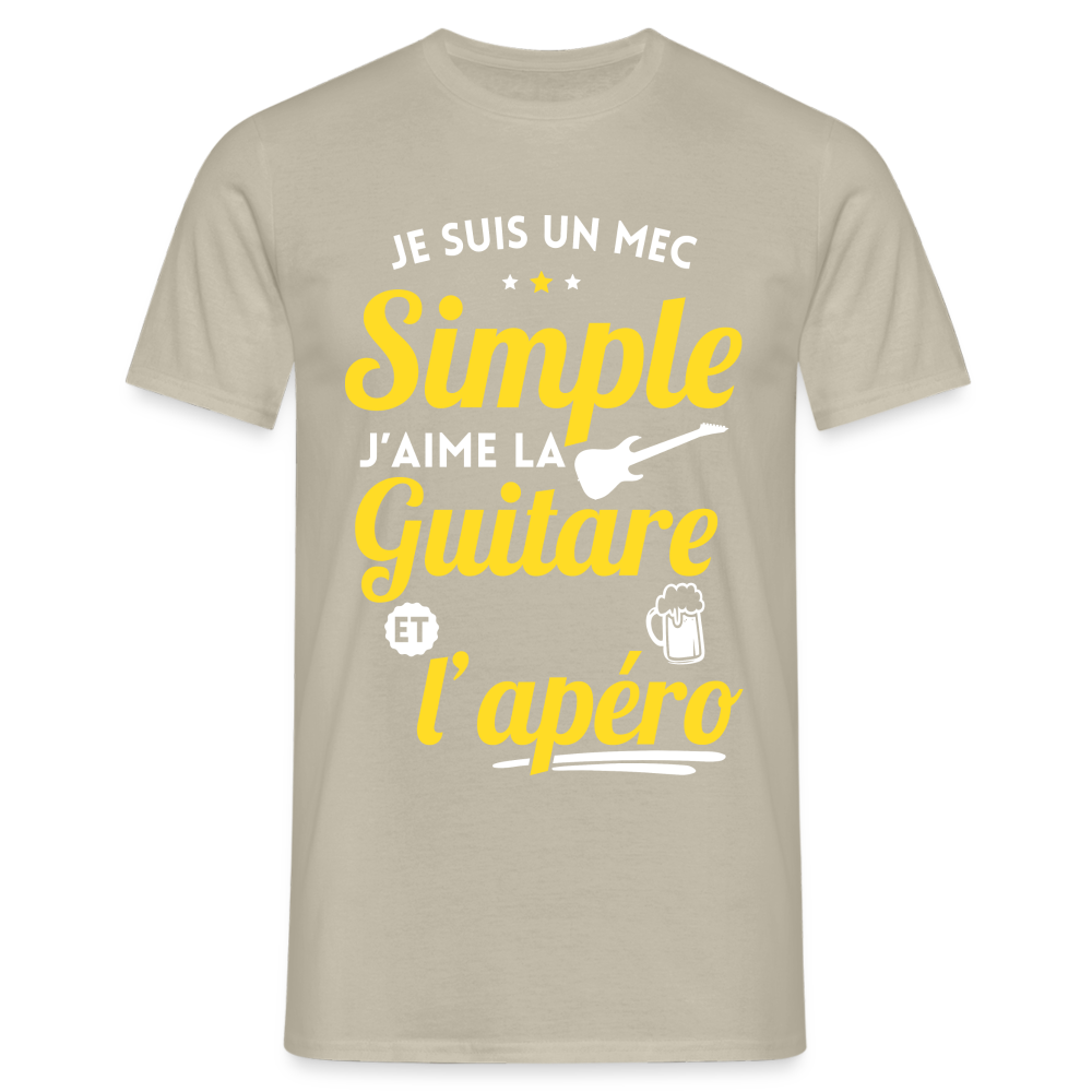 T-shirt Homme - J'aime la guitare et l'apéro - beige sable