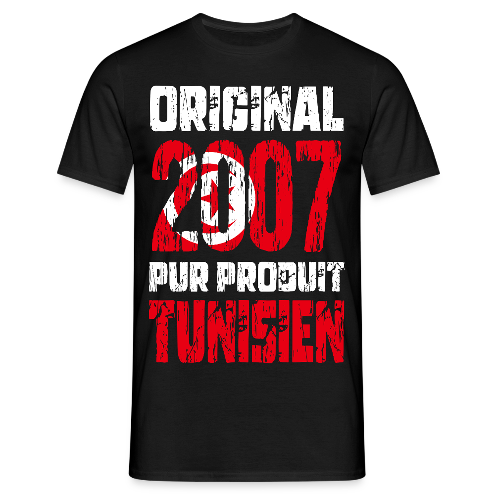 T-shirt Homme - Anniversaire 18 Ans - Original 2007 - Pur produit Tunisien - noir