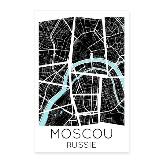 Poster Moscou - Plan Moscou - 60 x 90 cm - blanc