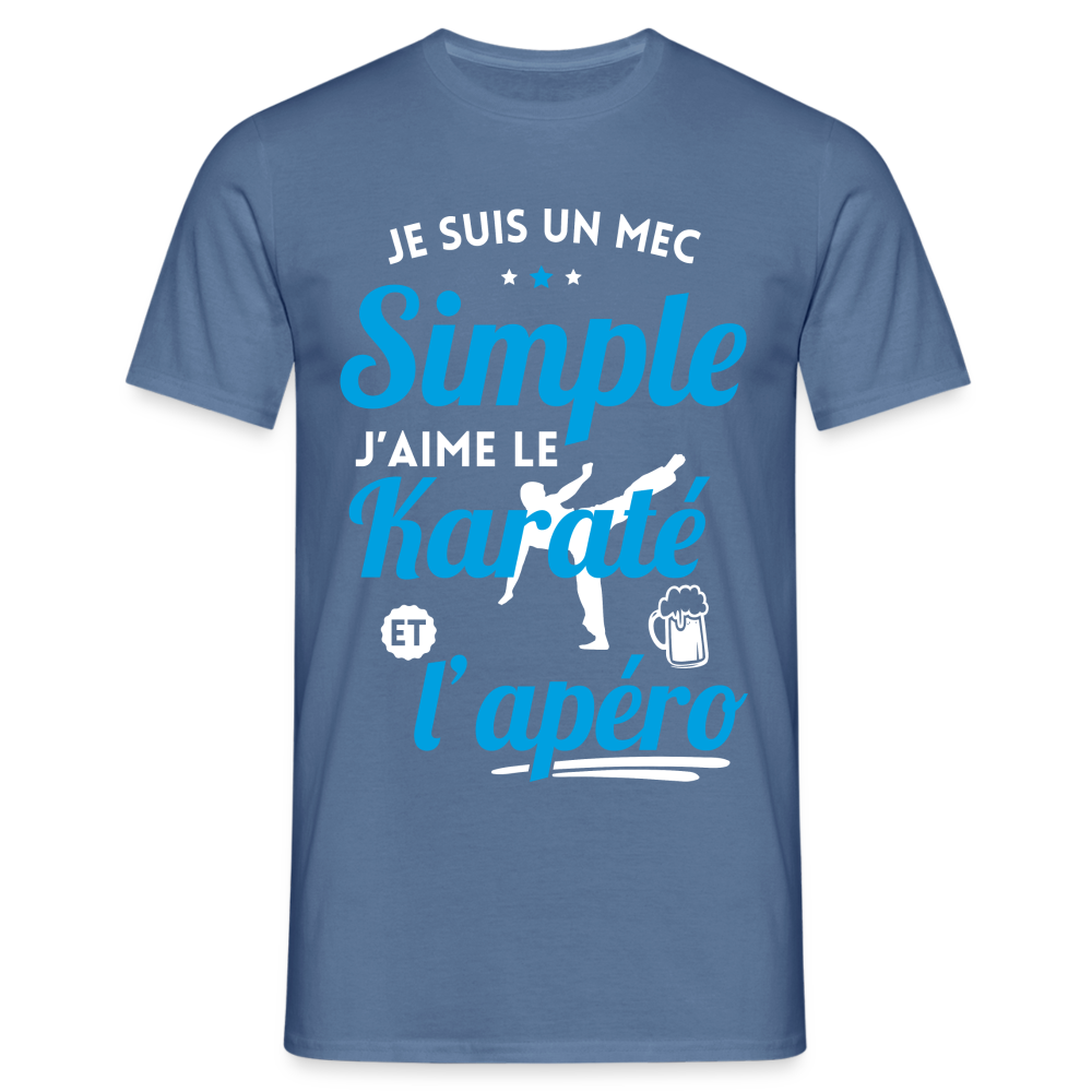 T-shirt Homme - J'aime le karaté et l'apéro - bleu pigeon 