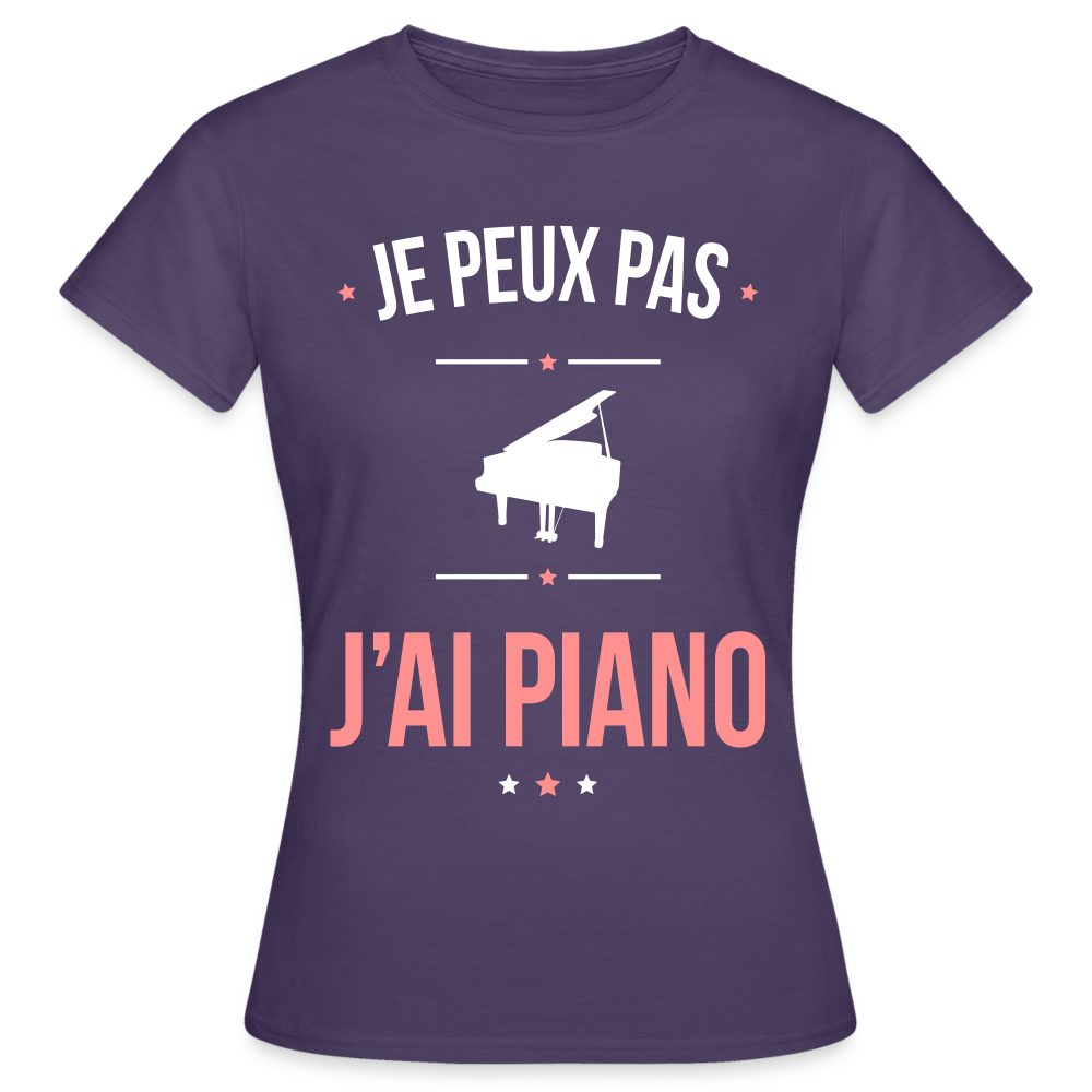 T-shirt Femme - Je peux pas j'ai Piano - violet foncé