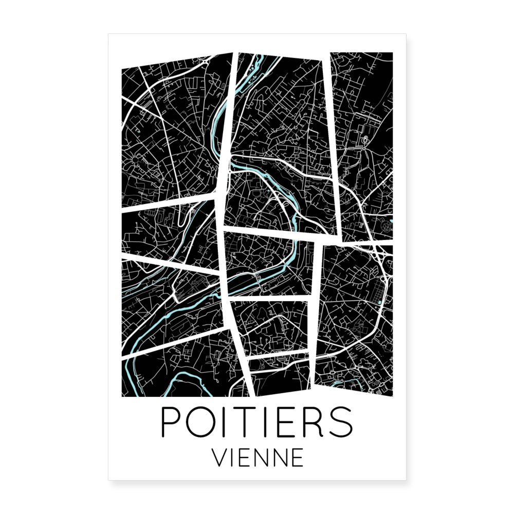 Poster Poitiers - Plan Poitiers - 60 x 90 cm - blanc